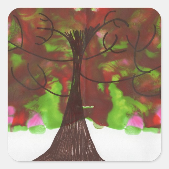 Der Apfelbaum Quadratischer Aufkleber (Vorderseite)