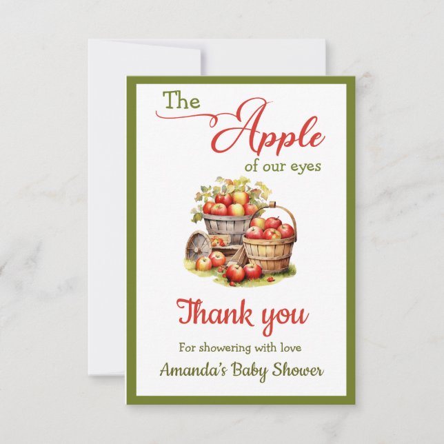 Der Apple Our Eyes Fall Harvest Baby Shower Dankeskarte (Vorderseite)