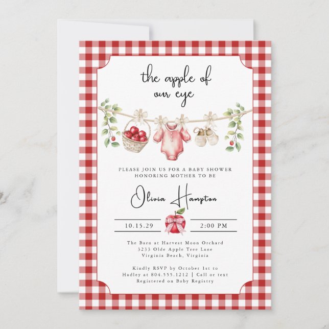 Der Apple unserer Baby Dusche Einladung (Vorderseite)