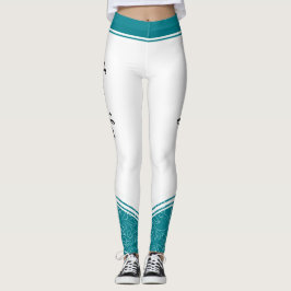 Der aquamarine, weiße, blumenweiße Name des Design Leggings