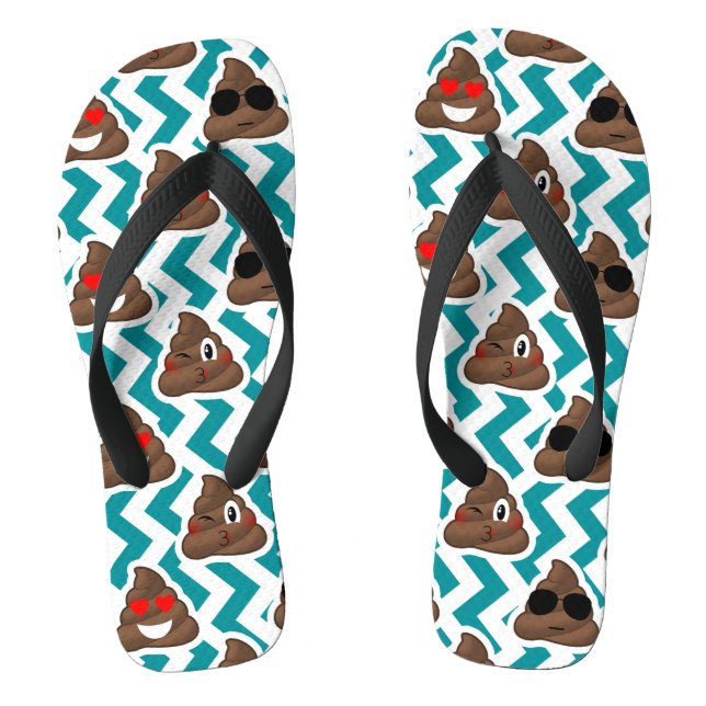 Der aquamarine Zickzack kacken Emoji Flip Flops (Fußbett)