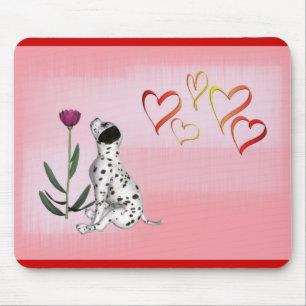 Der Arbeitshund braucht Zeit, um die Blume zu riec Mousepad