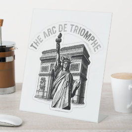 Der Arc de Triomphe trifft Freiheit - Schwarz & We Sockelschild