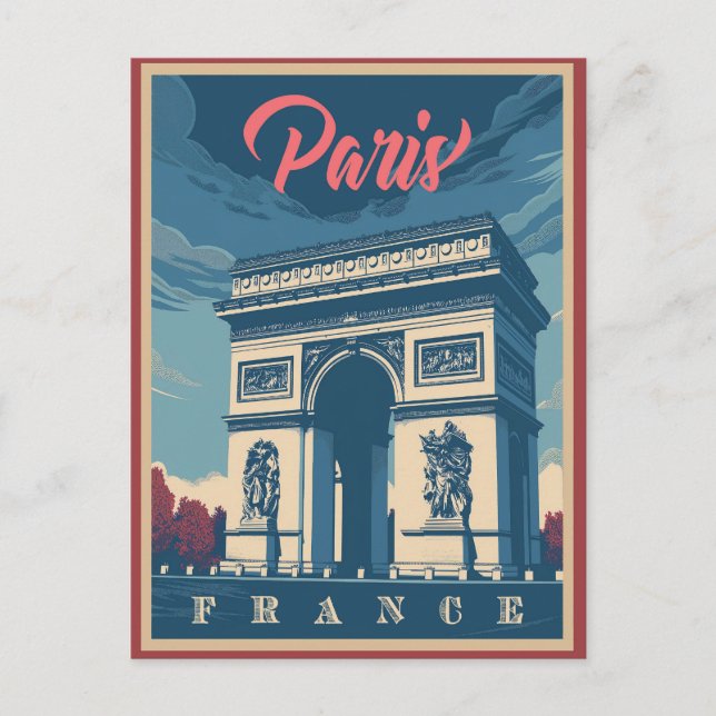 Der Arc de Triomphe Vintage Postkarte (Vorderseite)