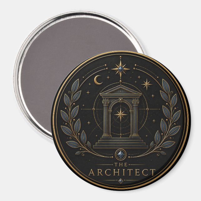 Der Architekt Steinbock Archetyp Kreis Magnet (Vorderseite/Rückseite)