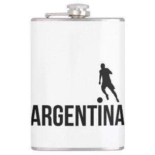 Der argentinische Flag-Fußballspieler verwendet Pu Flachmann