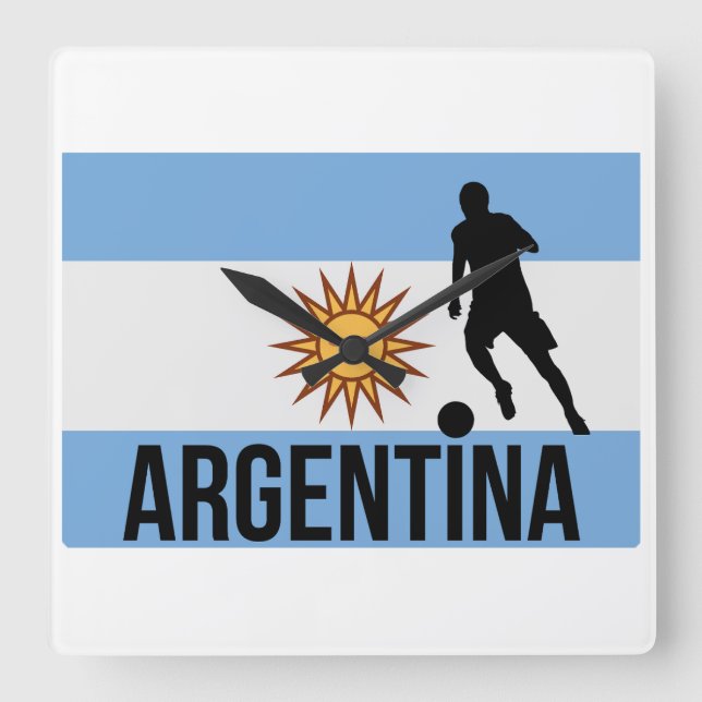 Der argentinische Flag-Fußballspieler verwendet Pu Quadratische Wanduhr (Vorderseite)
