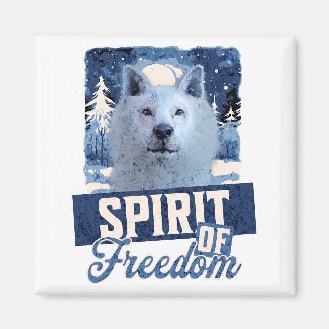 Der arktische Wolf Geist der Freiheit Magnet (Vorne)