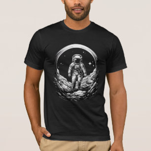 Der Astronaut, der auf dem Mond spaziert, das graf T-Shirt