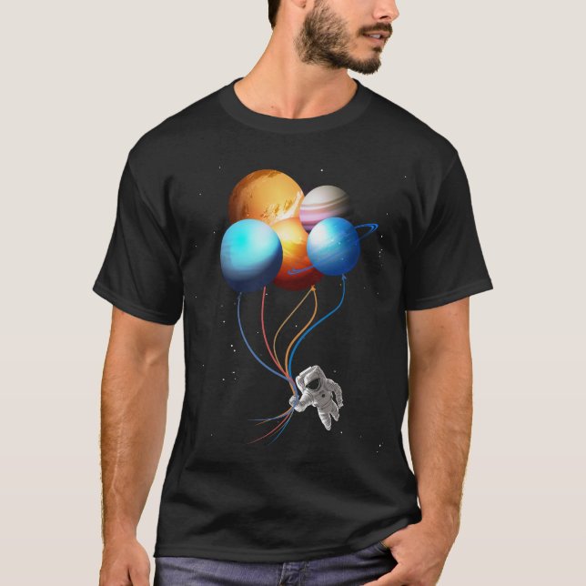 Der Astronaut, der Planeten hält, steigt Shirt, T-Shirt (Vorderseite)