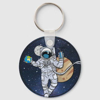 Der Astronaut genießt im Weltraum Schlüsselanhänger