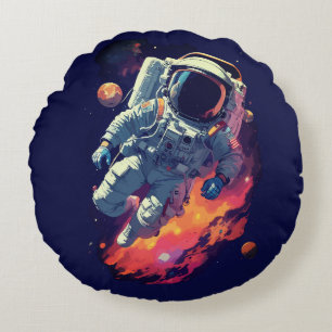 Der Astronaut hat im Galaxiehintergrund verloren, Rundes Kissen