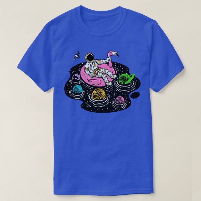 Der Astronaut sitzt in einem Raumpool auf einem ro T-Shirt (Design vorne)