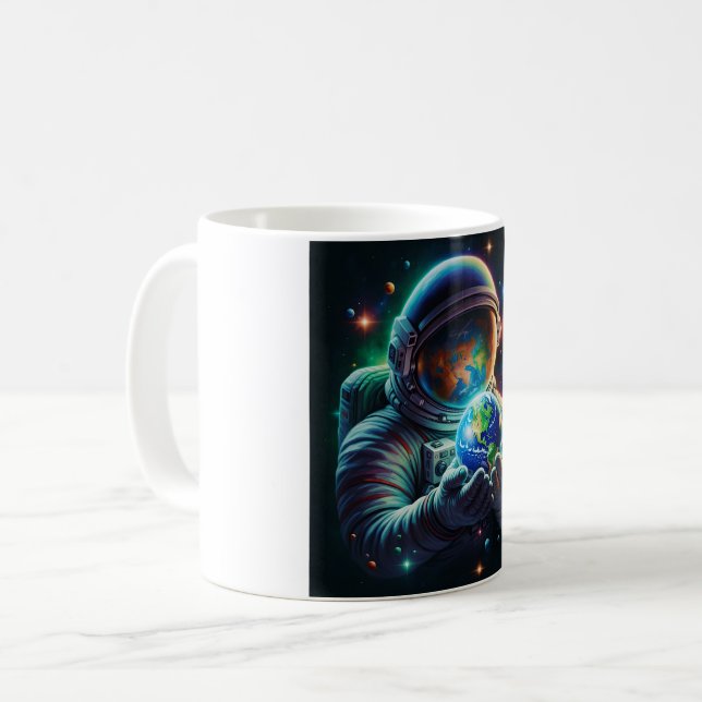 Der Astronaut verkörpert den Planeten Kaffeetasse (Vorderseite Links)