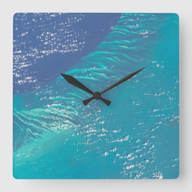 Der Atlantik vor der Küste der Bahamas Quadratische Wanduhr (Vorderseite)