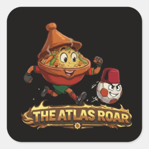 Der Atlas Brüllen Marokko Fußball Tajine Fußball Quadratischer Aufkleber