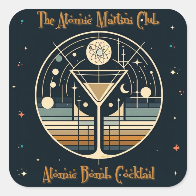 Der Atomic Martini Club Atomic Bomb Cocktail Quadratischer Aufkleber (Vorderseite)