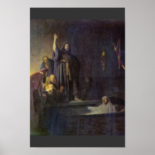 Der Aufstieg von Lazarus. von Rembrandt Van Rijn Poster (Vorne)