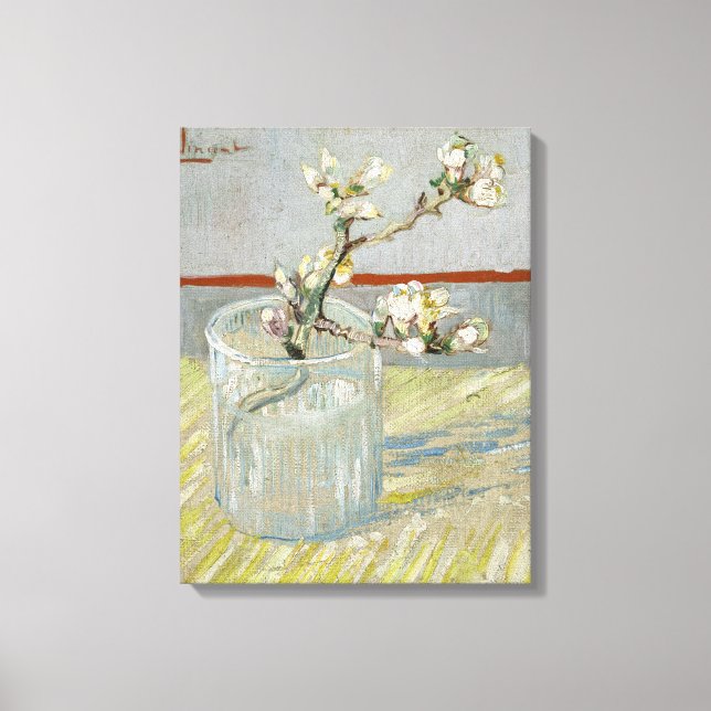 Der Ausstoß von Mandeln in einem Glas von Van Gogh Leinwanddruck (Vorderseite)