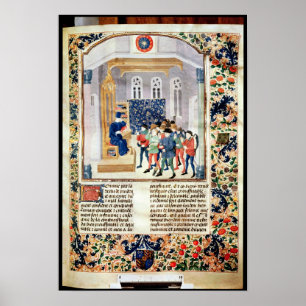 Der Autor, der sein Buch den Bauern darstellt Poster