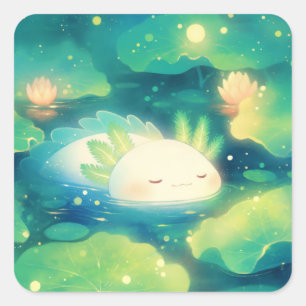 Der Axolotl Blumen-Traum Quadratischer Aufkleber