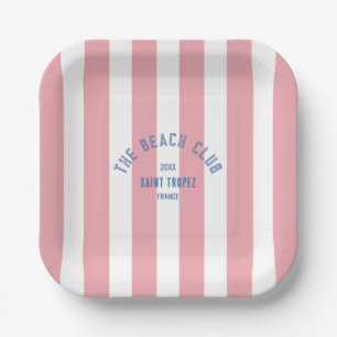 Der Bach Club Blaue Krest Pink Cabana Streifen Pappteller