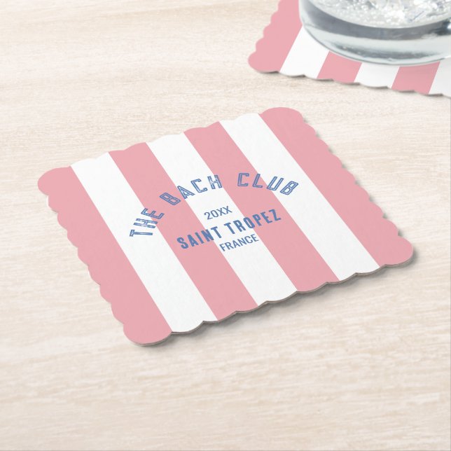 Der Bach Club Blue Wappen Pink Cabana Strip Untersetzer (angewinkelt)