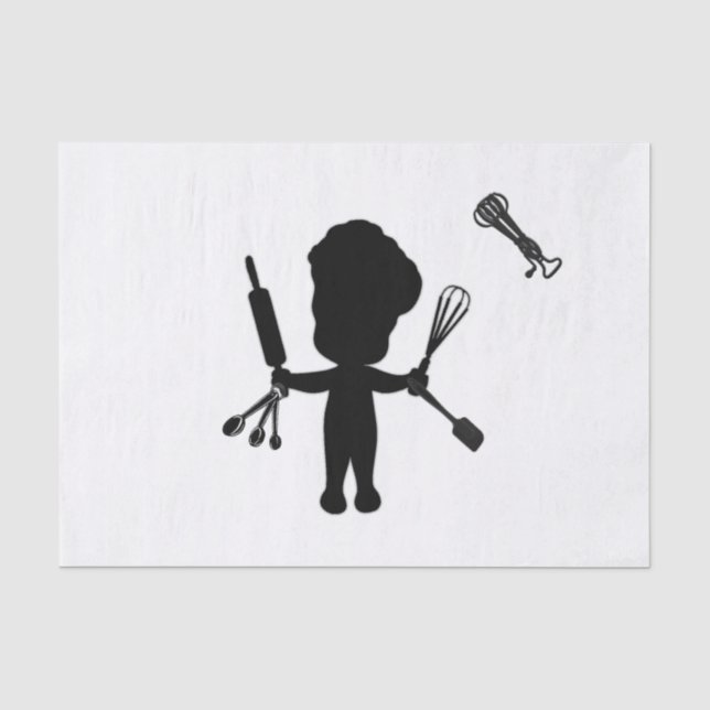 Der Bäcker schüttelt seine Utensils / Werkzeuge Seidenpapier (Vorderseite)