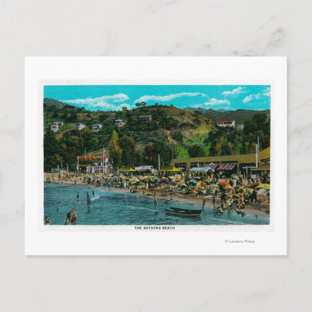 Der Badestrand von Avalon, Katalina Postkarte (Vorderseite)