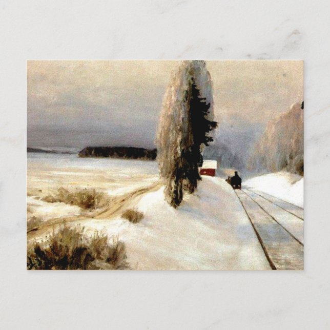 Der Bahnhof in der Nähe des Bahnhofs von Tarusa Postkarte (Vorderseite)