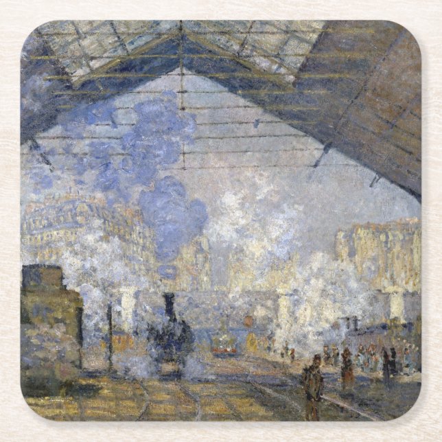 Der Bahnhof Saint-Lazare, Monet Rechteckiger Pappuntersetzer (Vorderseite)