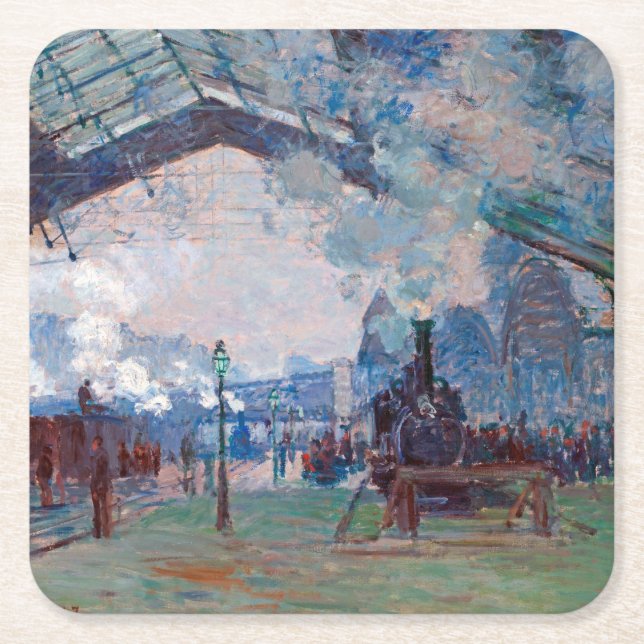 Der Bahnhof Saint-Lazare, Monet Rechteckiger Pappuntersetzer (Vorderseite)