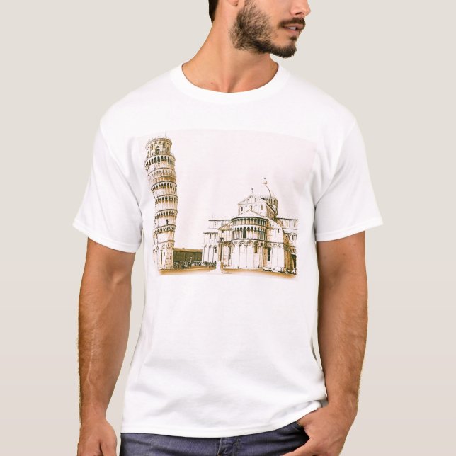 Der Baptistry von Johannes und lehnender Turm von T-Shirt (Vorderseite)