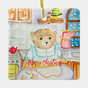 Der Bär backt Lebkuchen Keramikornament