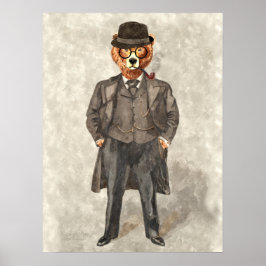 Der Bär ist ein lustiger Bär in einem Anzug Poster