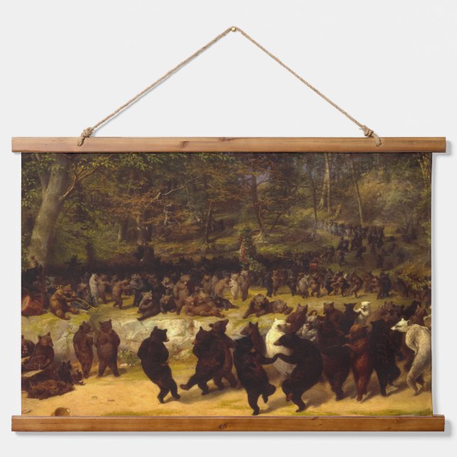 Der Bärentanz, 1870 von William Holbrook Beard Wandteppich Mit Holzrahmen (Vorne)
