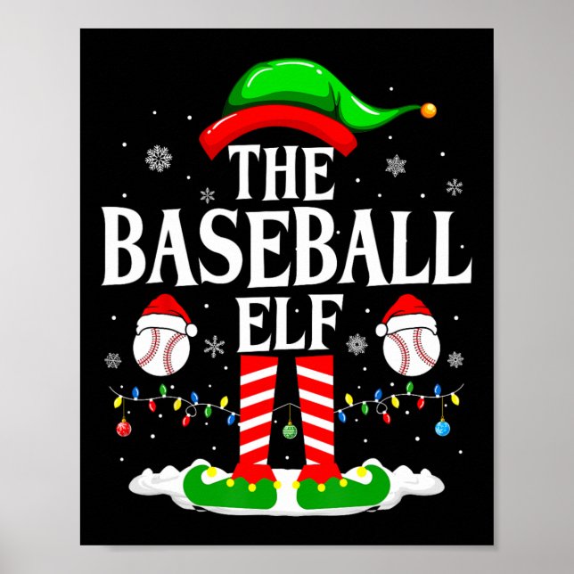 Der Baseball Elf Funny Matching Xmas Baseball Chri Poster (Vorne)