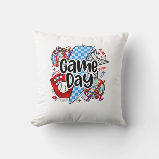 Der Baseball Game Day Retro Dies ist die Saison üb Kissen (Vorderseite)