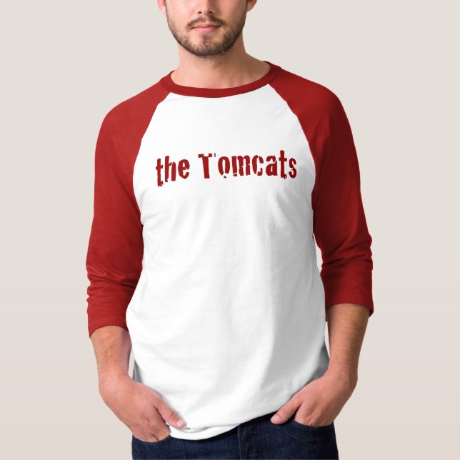 Der Baseball-Shirts 1 der Männer - hochrote T-Shirt (Vorderseite)