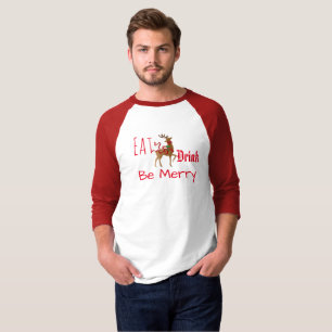 Der Baseball-Weihnachtsren der Männer Shirt-Essen T-Shirt