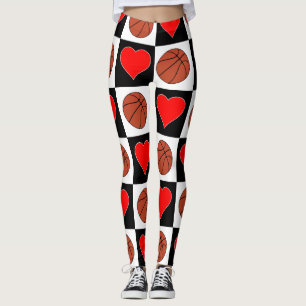 Der Basketball-niedliche Basketbälle und Herzen Leggings