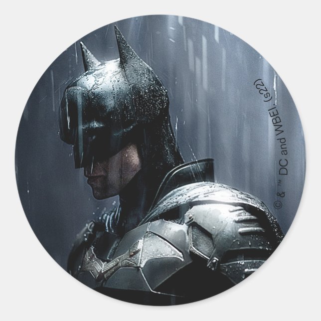 Der Batman im Regen Runder Aufkleber (Vorderseite)