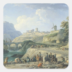 Der Bau einer Straße, 1774 Quadratischer Aufkleber