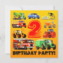 Der Bau-LKW-2. Geburtstags-Party des Jungen Einladung