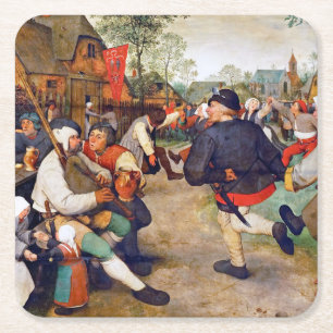 Der Bauerntanz, Pieter Bruegel Rechteckiger Pappuntersetzer