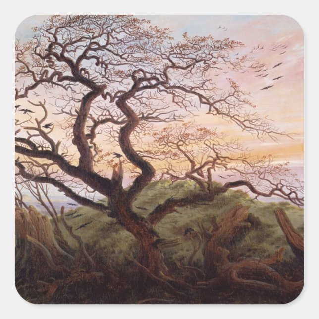 Der Baum der Krähen, 1822 Quadratischer Aufkleber (Vorderseite)