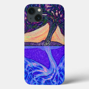 Der Baum der Reflektion des Lebenswassers weist ei iPhone 13 Hülle