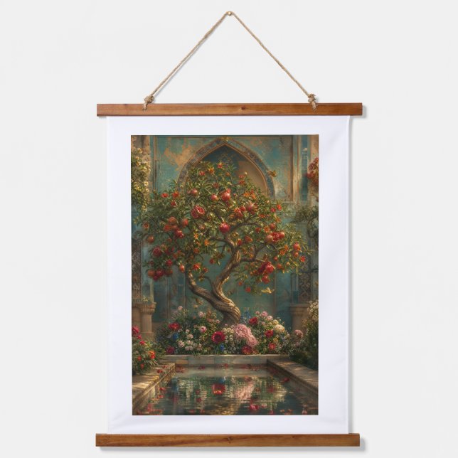 Der Baum der Rubingeheimnisse Wandteppich Mit Holzrahmen (Vorderseite)
