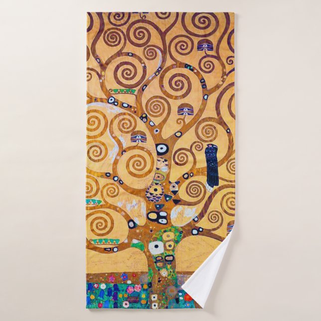 Der Baum des Lebens (Detail), Klimt Badehandtuch (Badehandtuch)