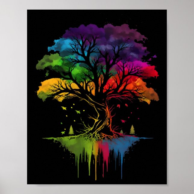 Der Baum des Lebens mehrfarbiger Baum wechselnder  Poster (Vorne)